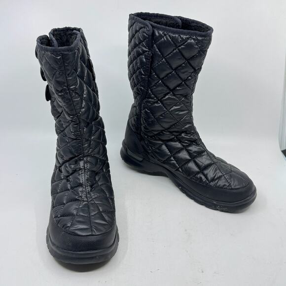 THE NORTH FACE ThermoBall Black Quilted Fleece-Lined Button Snow Boots - Picture 1 of 11